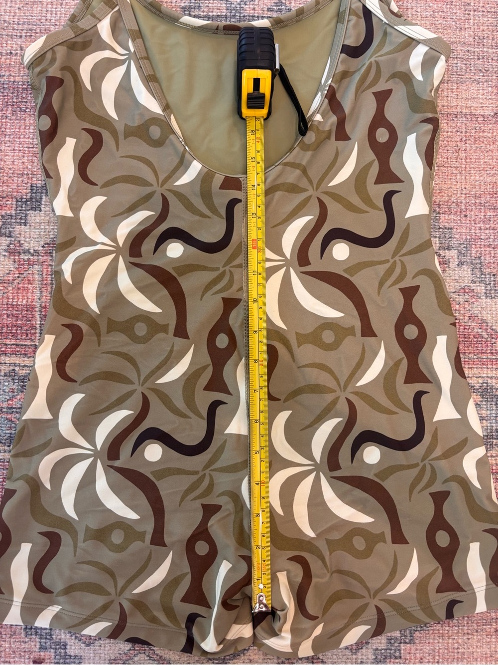 Olive Green Abstract-Print One-Piece Swim Romper - Picture 2 of 5